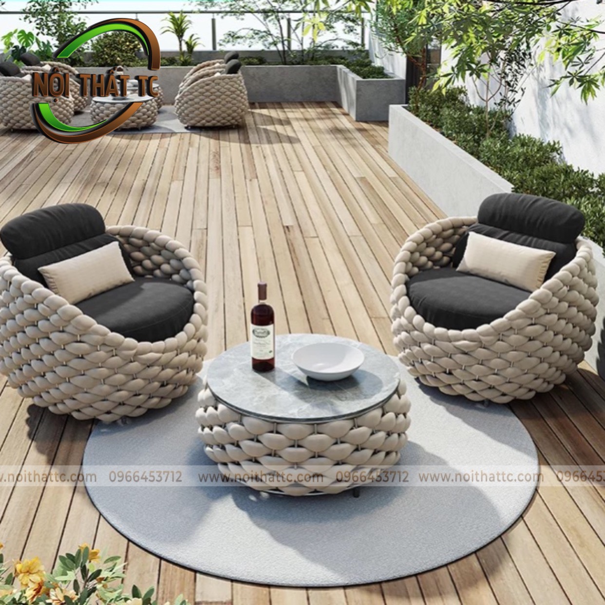 Mẫu ghế nhựa giả mây bền đẹp dành cho quán cafe