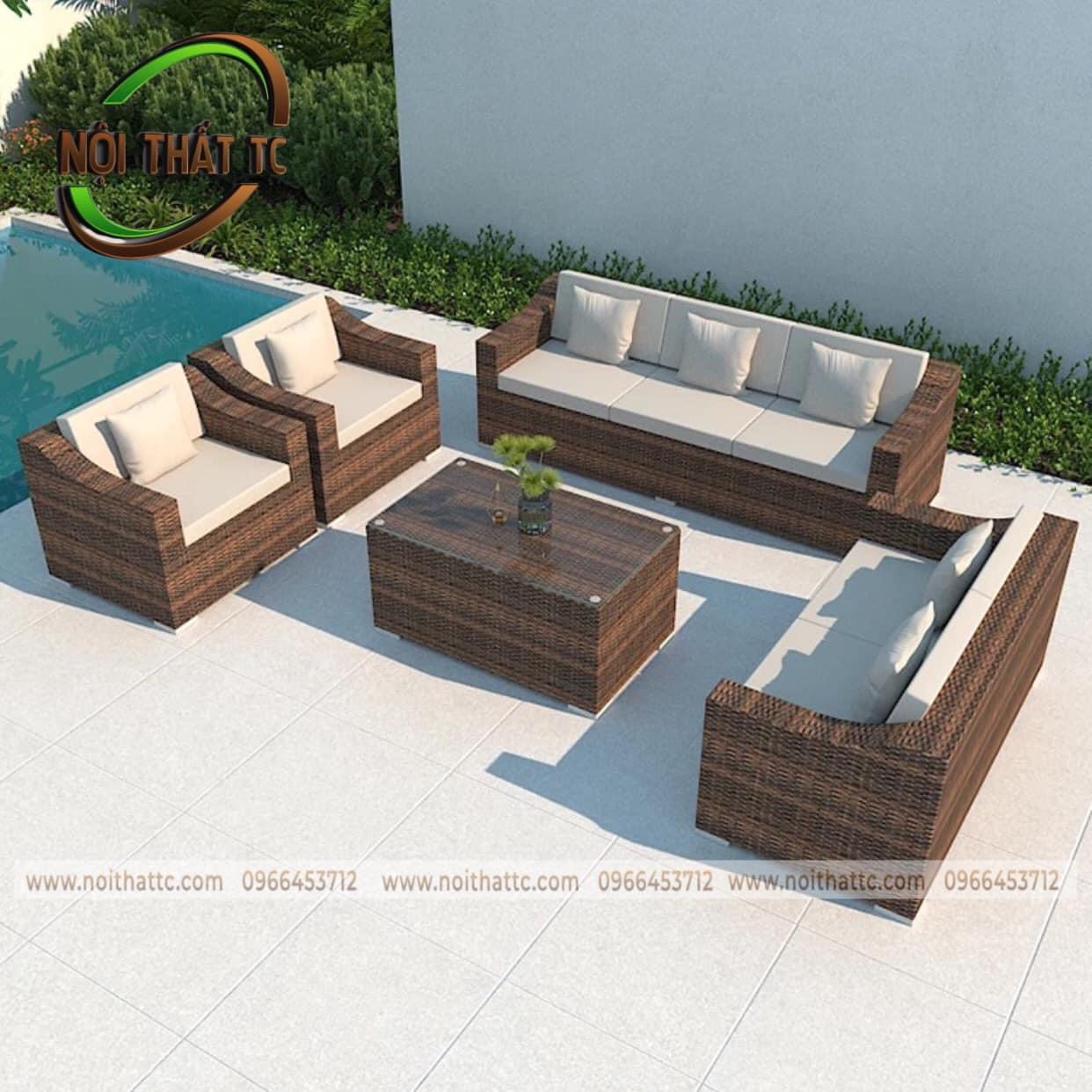 Sofa mây nhựa cực phẩm sang trọng, dễ chịu khi ngồi