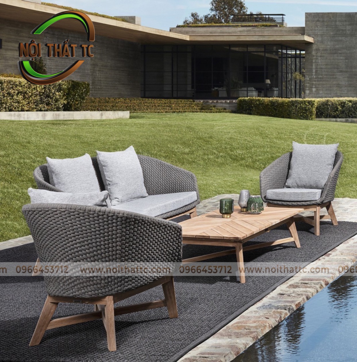 Bộ bàn ghế sofa mây nhựa SF0040 thiết kế tinh tế