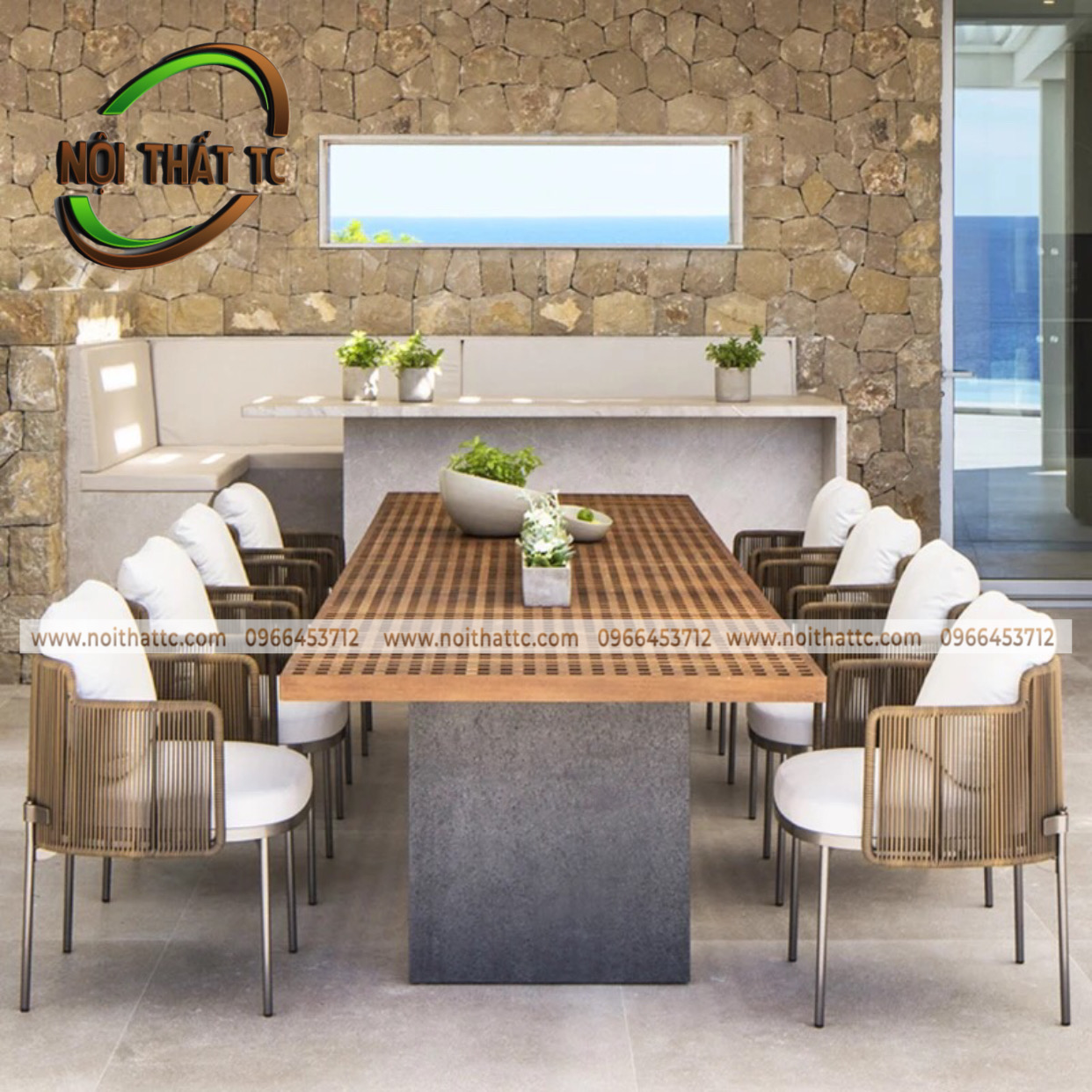 Bàn ghế ăn ngoài trời mây nhựa BC05 uy tín giá rẻ