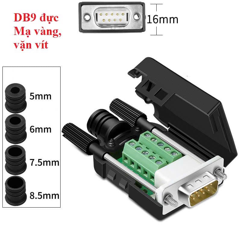 Đầu Bấm DB9 RS232 Male HD-LINK Không Cần Hàn Mạ Vàng
